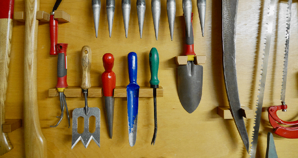 An example of a shed storage idea for tools. 