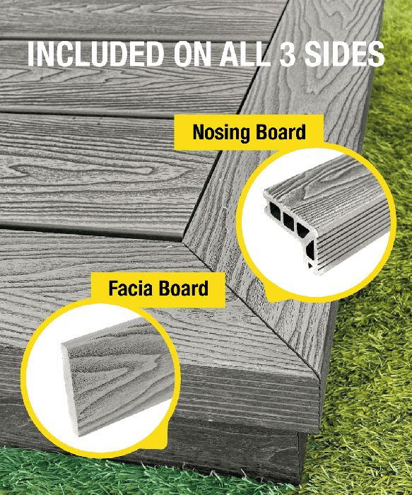 Fully Finished Ultimate Composite Decking Kit With Timber Subframe 4.0m x 3.6m  - Cool Grey