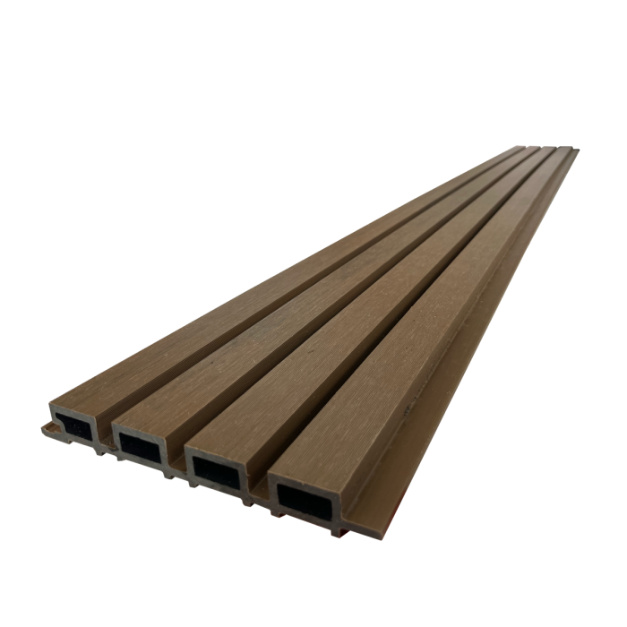 Slatted Composite Cladding Wall Panel - Teak - 4m Slatted Composite Cladding Wall Panel - Teak - 4m