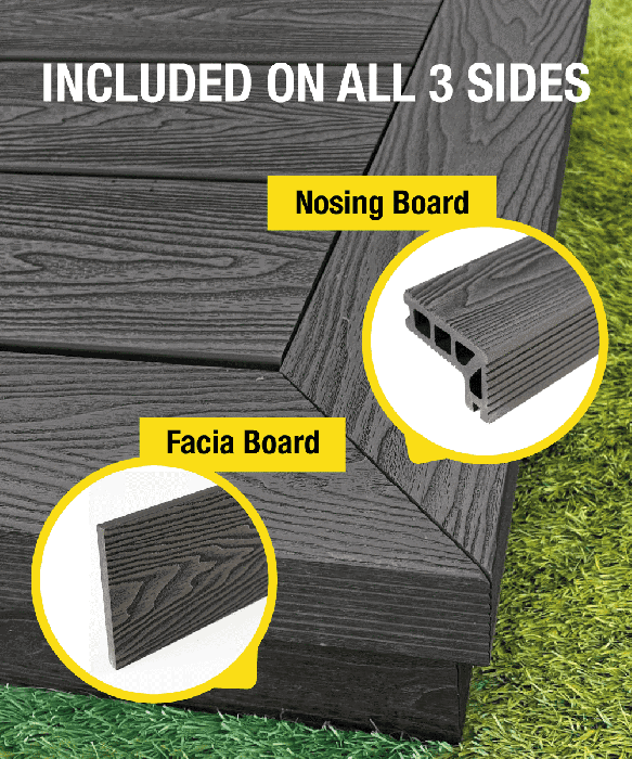 Fully Finished Ultimate Composite Decking Kit With Timber Subframe 4.0m x 3.6m  - Welsh Grey
