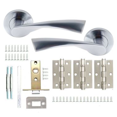 Ty satin nickel complete door handle set - handles