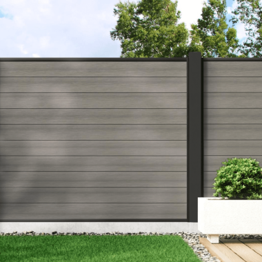 Welsh Grey - Composite Fence Panel Kit With Aluminium Posts