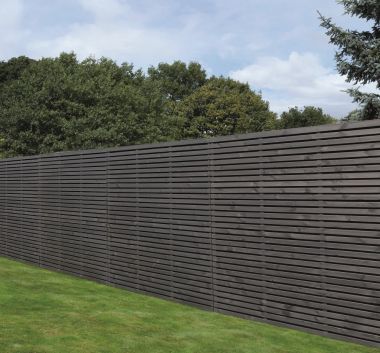 KDM Anthracite Superior Double Slatted Fence Panel