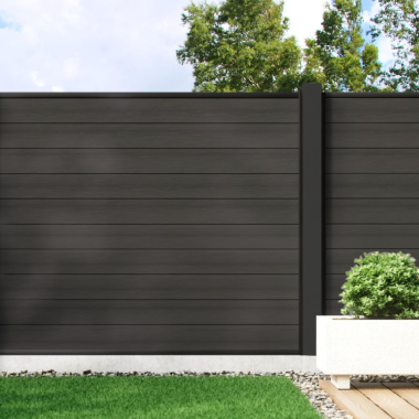 Charcoal - Composite Fence Panel Kit With Aluminium Posts