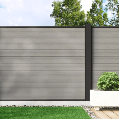 Cool Grey - Composite Fence Panel Kit With Aluminium Posts