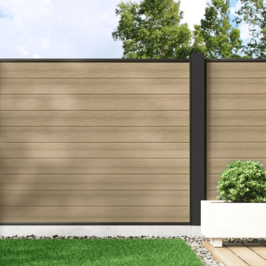 Warm Sand - Composite Fence Panel Kit With Aluminium Posts